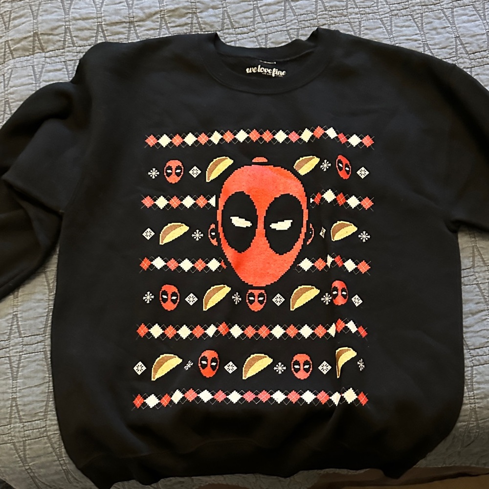 Black Graphic Sweatshirt with Red and Yellow Design